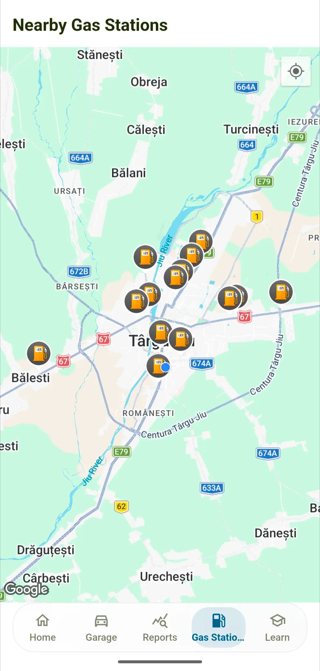 AutoMetric Nearby Gas Stations Map Feature